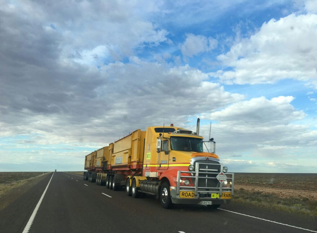 a road train on the road
